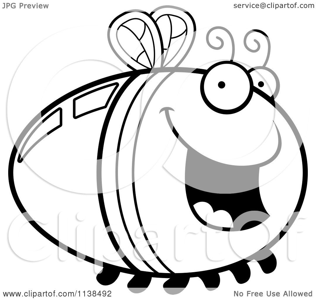 1080x1024 Cartoon Clipart Of An Outlined Happy Firefly Lightning Bug