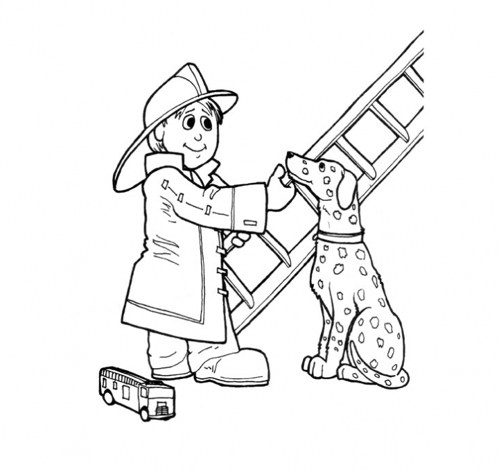 720x681 Fireman Fire Dog And Ladder Coloring Page Print Color School