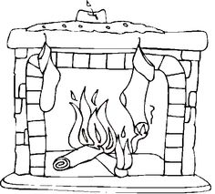 236x213 Printable Fireplace With Decoration Colouring Kids Stocking
