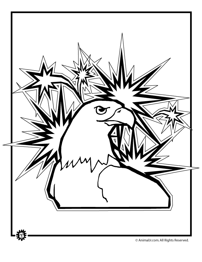 680x880 Eagle And Fireworks 4th Of July Coloring Page Animal Jr.