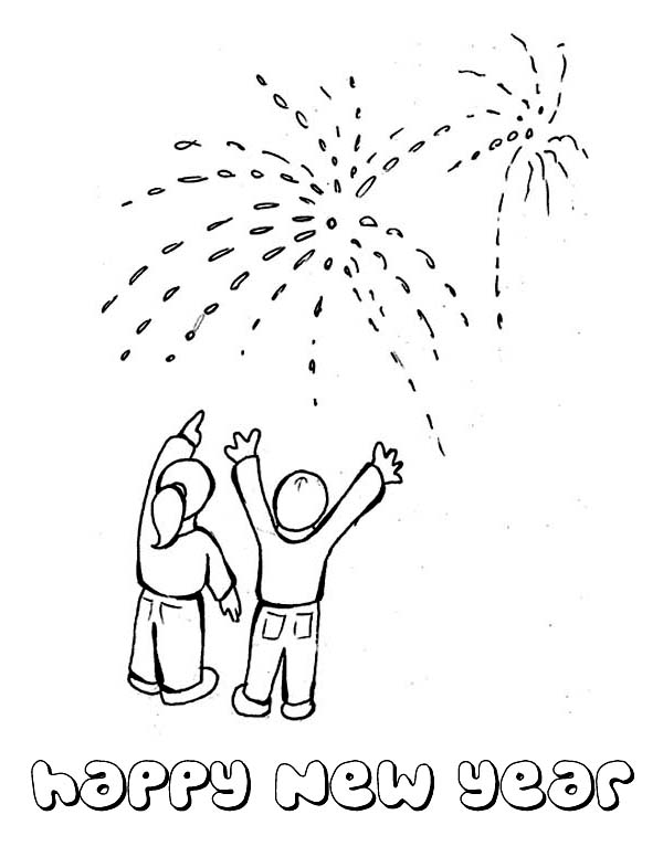 600x776 Lovely Fireworks On Public Celebration For 2015 New Year Coloring