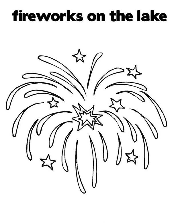 600x776 Beautiful Fireworks Over The Lake Coloring Page