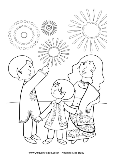 460x650 Diwali Fireworks Colouring Page