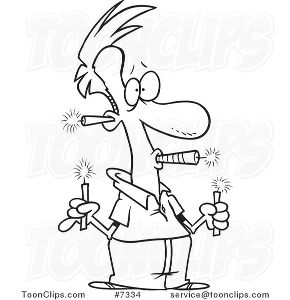 581x600 Cartoon Black And White Line Drawing A Guy Holding A Lot