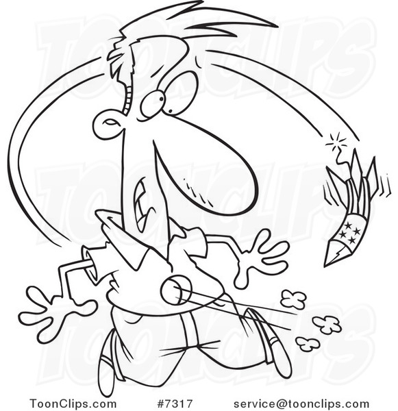 581x600 Cartoon Black And White Line Drawing Of A Rocket Firework Going