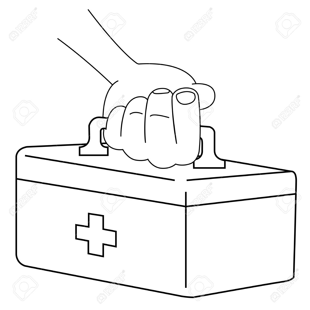 1300x1300 First Aid Kit Black Lines On White Background. Royalty Free