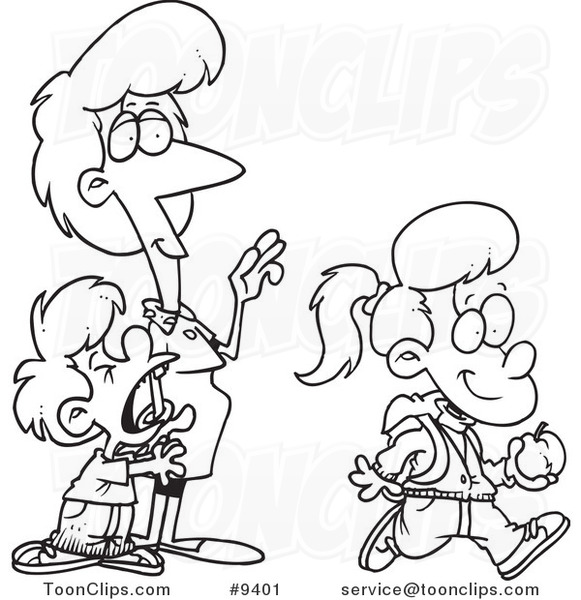 581x600 Cartoon Black And White Line Drawing Of A Boy Crying On His