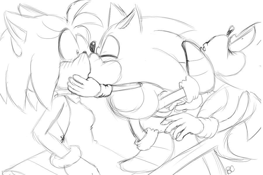 900x600 Sonic's First Kiss Sketch By Mitzy Chan