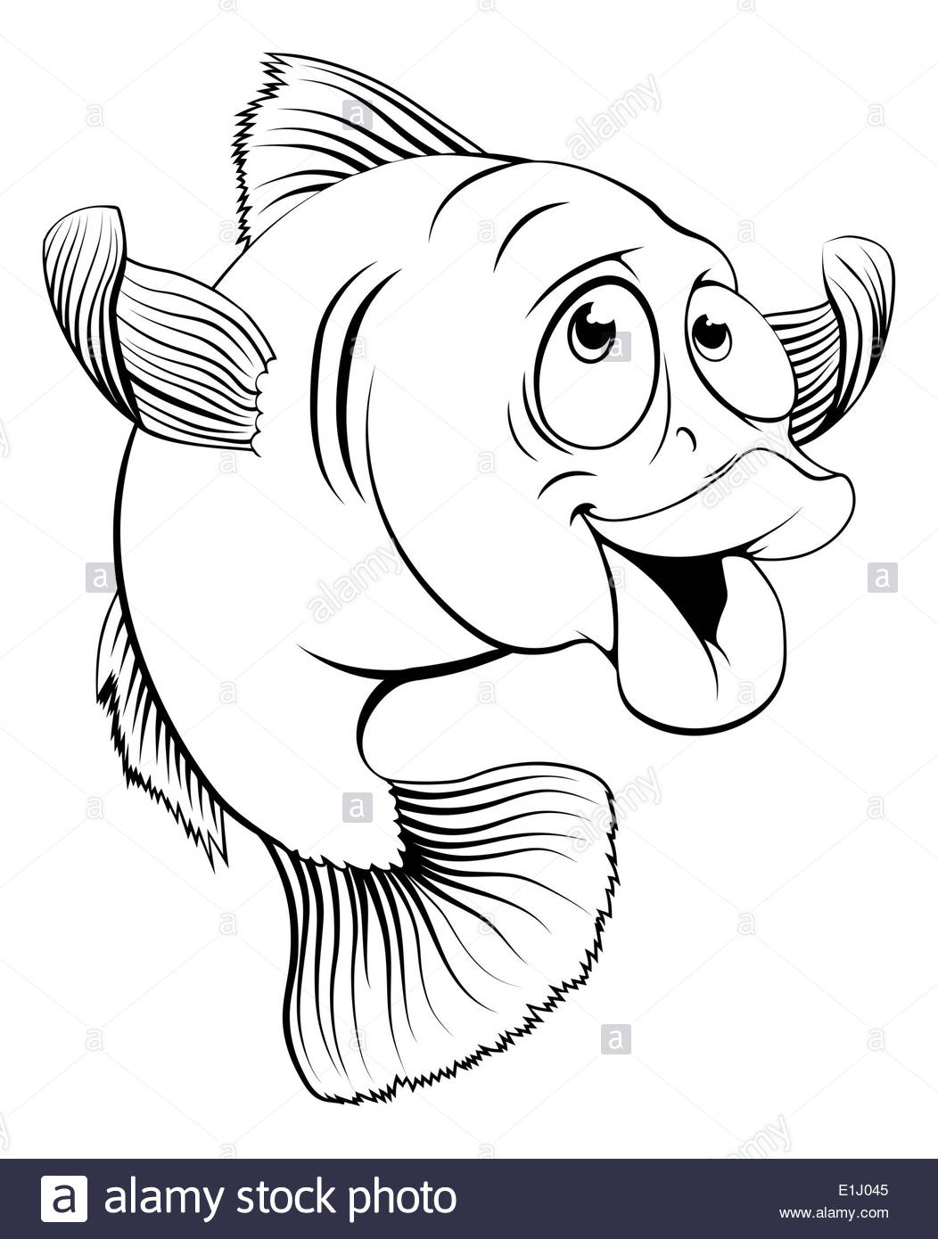 1052x1390 An Illustration Of A Happy Cute Cartoon Cod Fish In Black