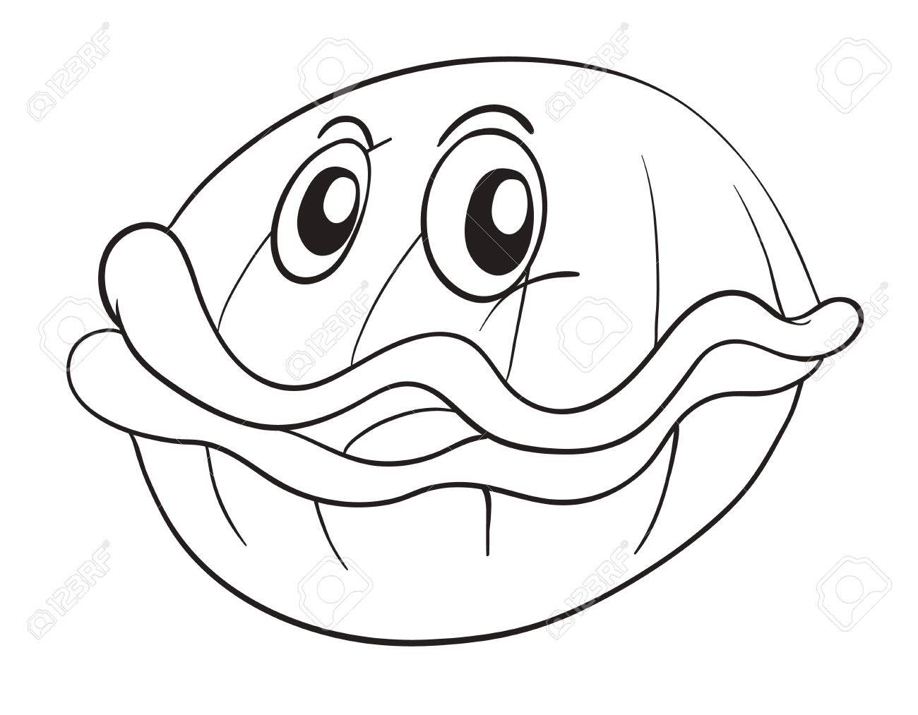 1300x1013 Sketch Of A Shell Fish On A White Background Royalty Free Cliparts