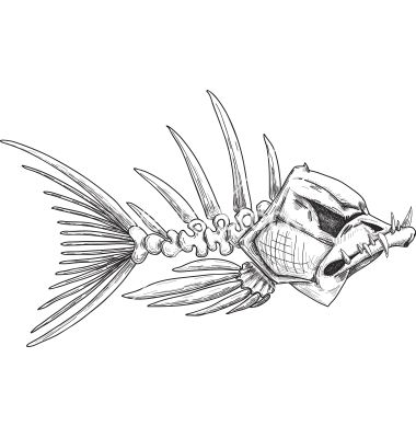 380x400 Sketch Of Evil Skeleton Fish With Sharp Teeth Vector 1262133