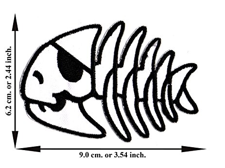 463x347 Fish Bone Embroidered Applique Iron On Patch T Shirt