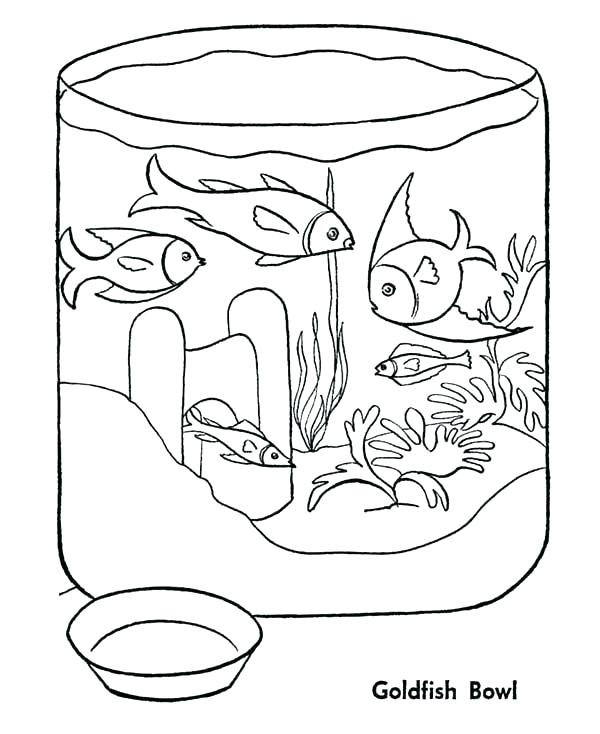 600x734 Fish Bowl Coloring Page Or Goldfish Coloring Page Fish Bowl