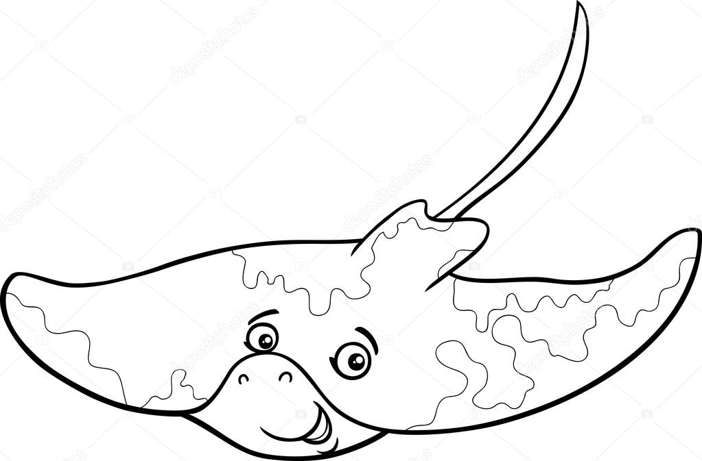 1023x673 Ray Fish Cartoon Coloring Page Stock Vector Izakowski