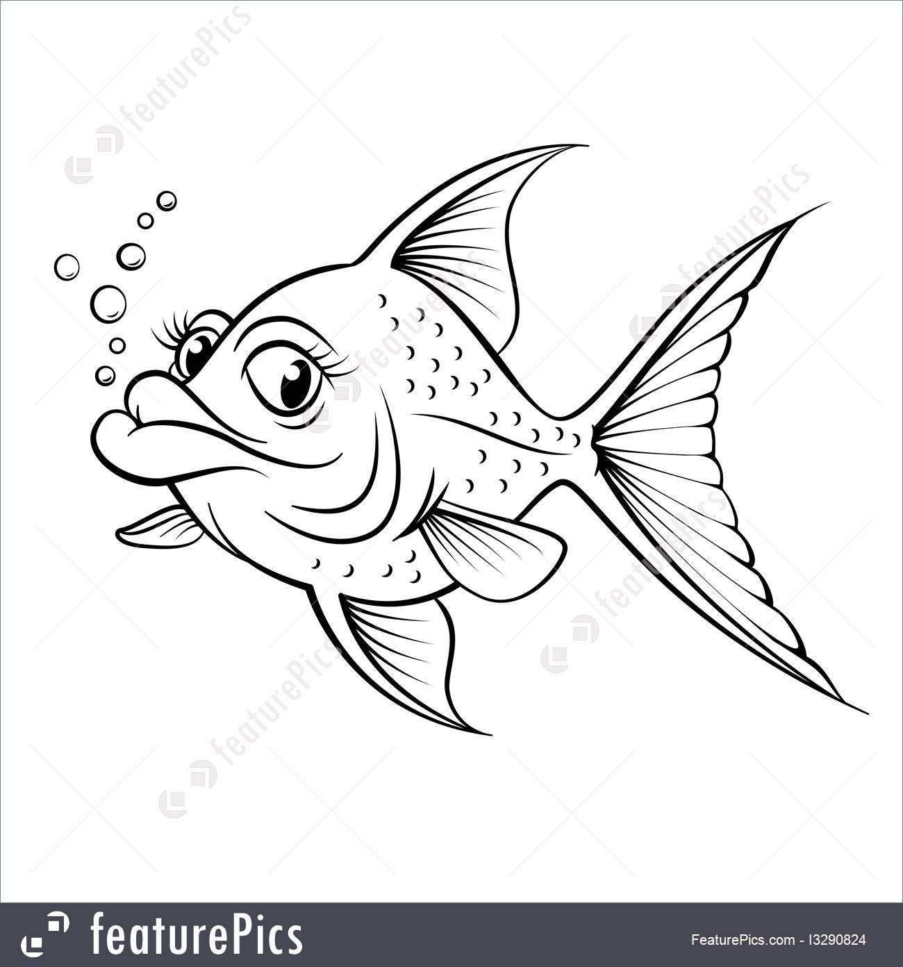 1300x1392 Cartoon Drawing Fish Illustration