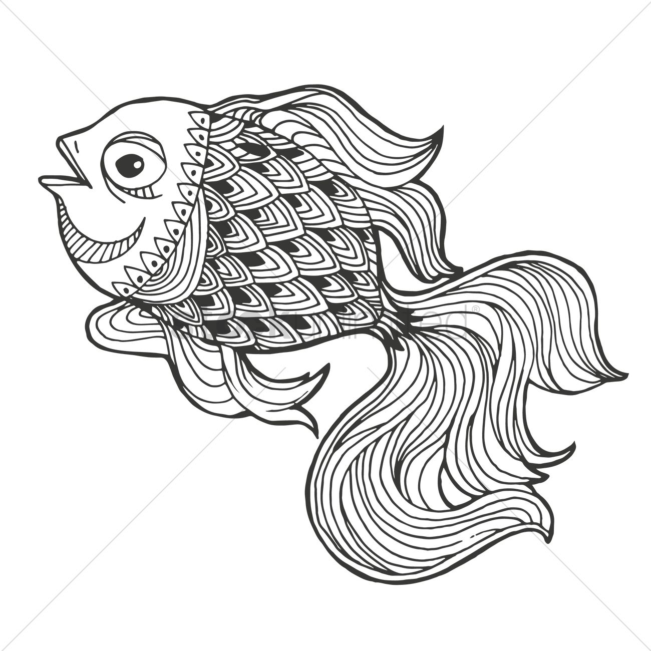 1300x1300 Intricate Fish Design Vector Image