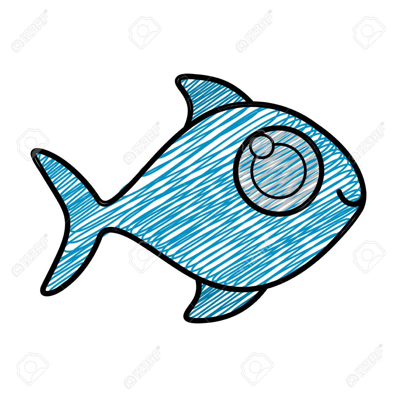 1300x1300 Color Pencil Drawing Of Fish Without Scales Vector Illustration