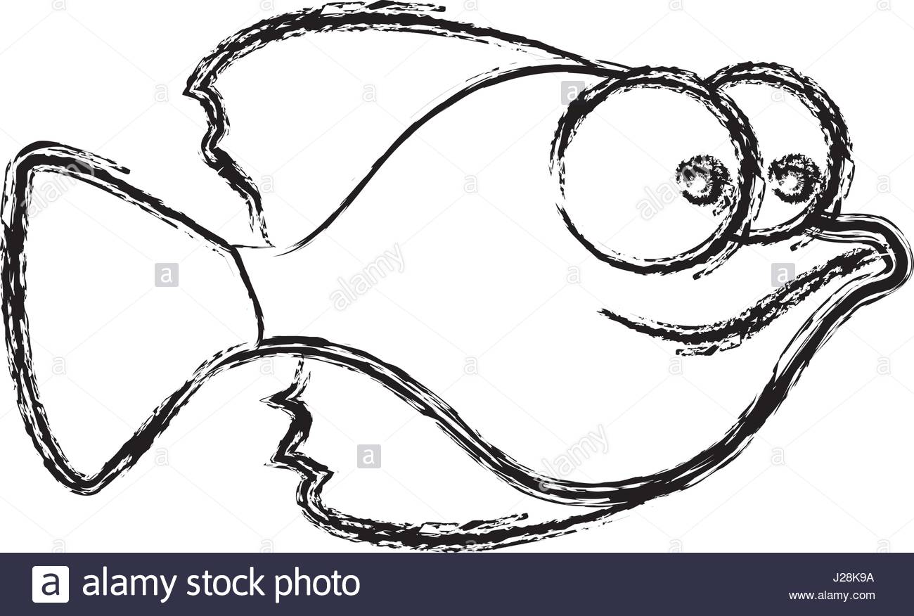 1300x876 Monochrome Sketch Of Small Fish With Big Eyes Stock Vector Art