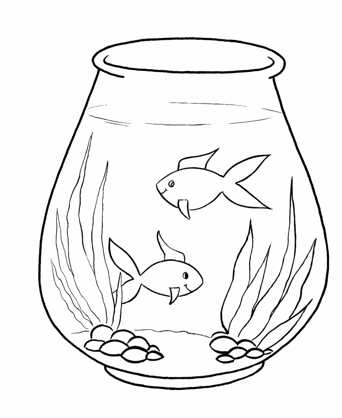 670x820 Fish Bowl Coloring Page