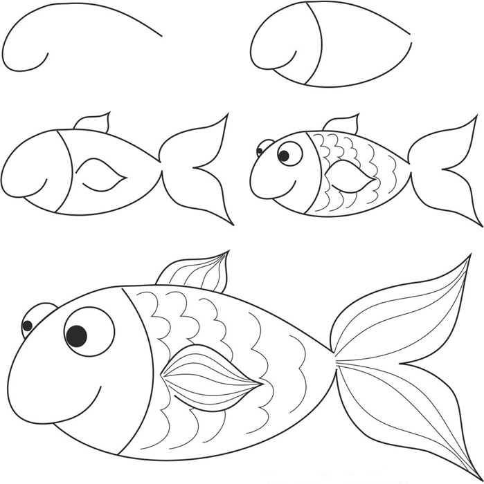 699x700 How To Draw A Simple Fish Step By Step With Pencil, Part 4