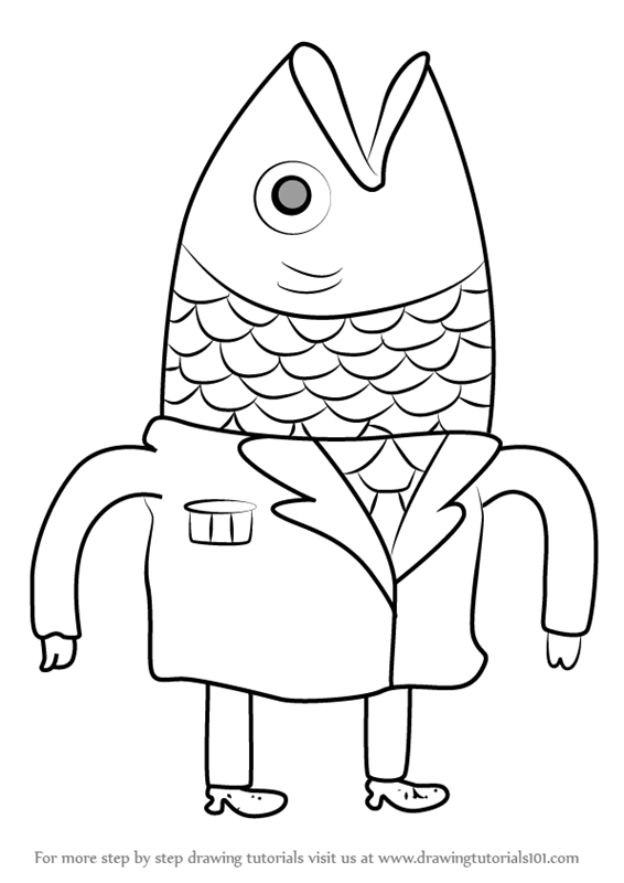566x800 Step By Step How To Draw President Fishhead From Bravest Warriors