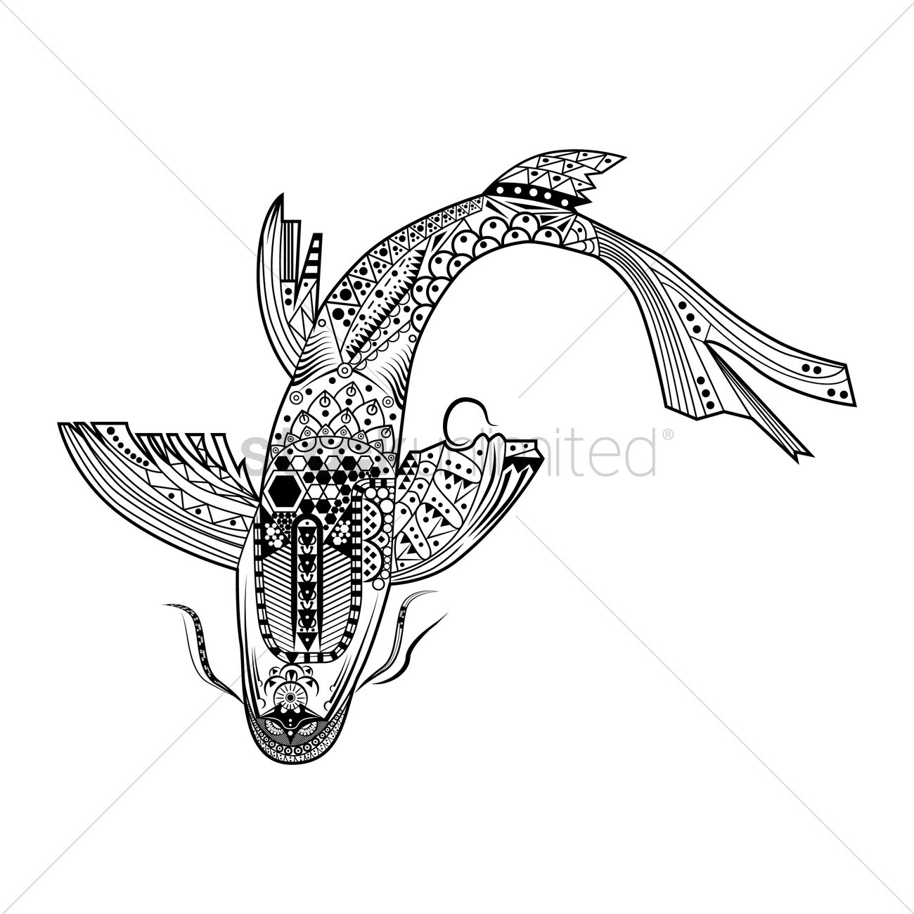 1300x1300 Stylized Fish Design Vector Image