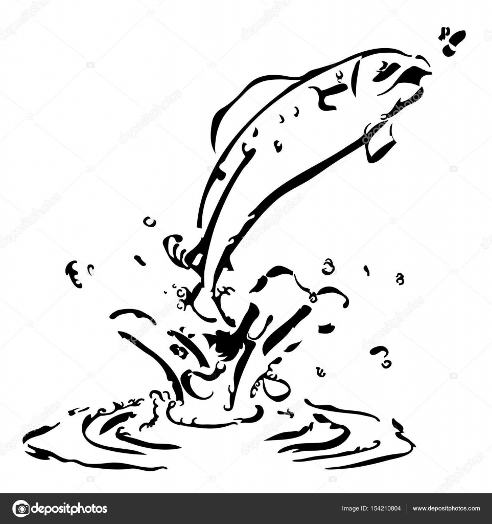 Fish Jumping Out Of Water Drawing at