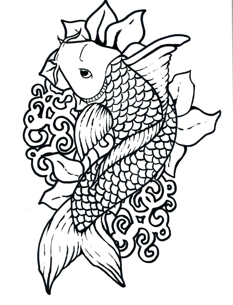 782x1022 Coloring Pages Remarkable Fish Outline. Fish Outline Image. Koi