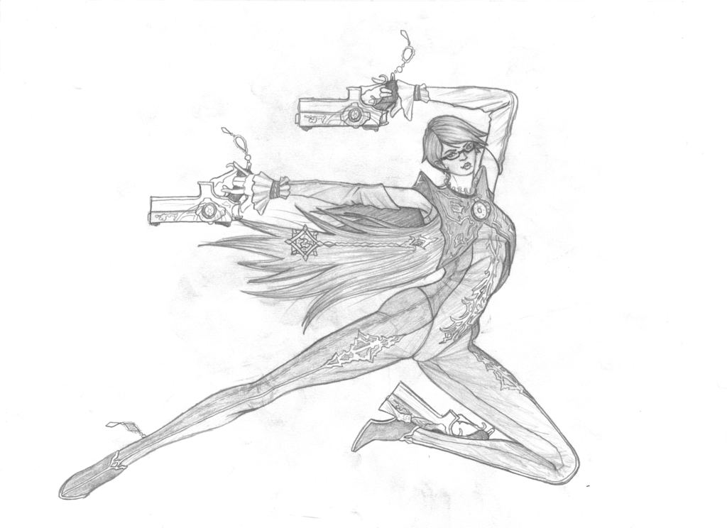1024x744 Bayonetta 2 (Pencil) By Husky Fish