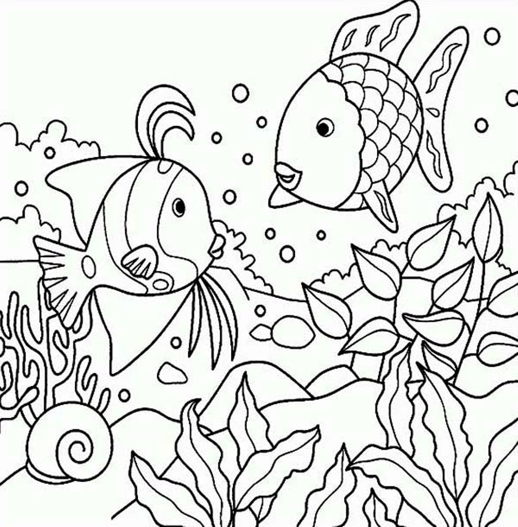 1068x1086 Fish In The Pond Colouring Page