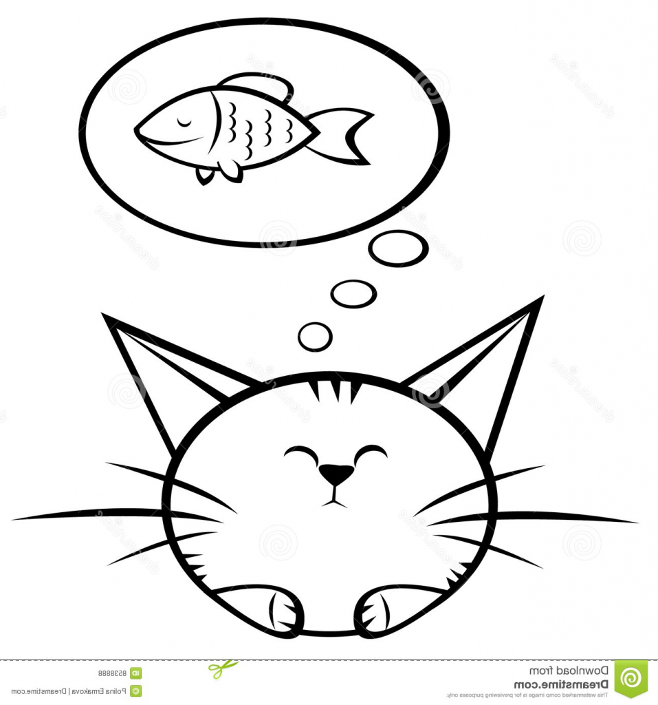 957x1024 Simple Drawing Of A Fish Cat And Fish Royalty Free Stock Photos