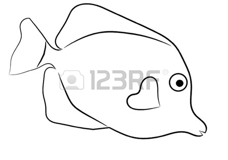 450x317 Yellow Tang Tropical Fish Simple Outline Isolated On White