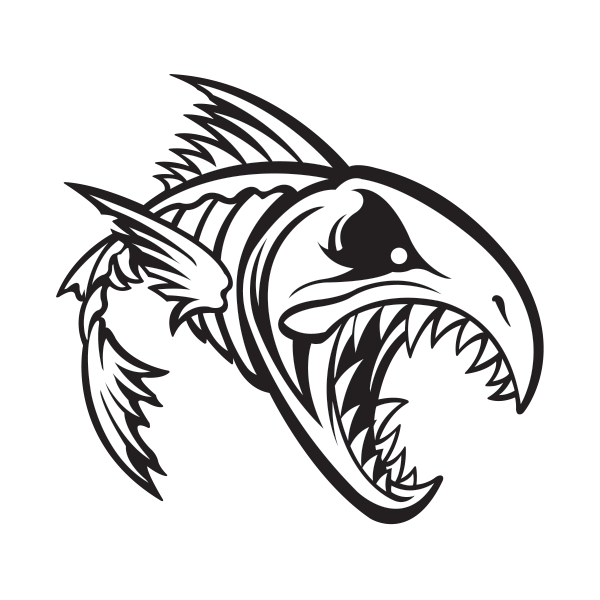 600x600 Printed Vinyl Fish Bones Skull Skeleton Stickers Factory