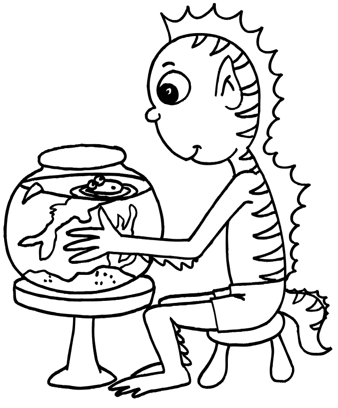 675x815 Fish Bowl Coloring Page