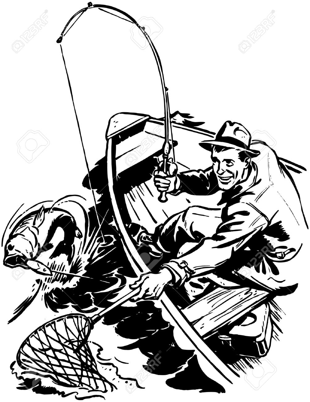 1004x1300 Fisherman Catching Fish Royalty Free Cliparts, Vectors, And Stock