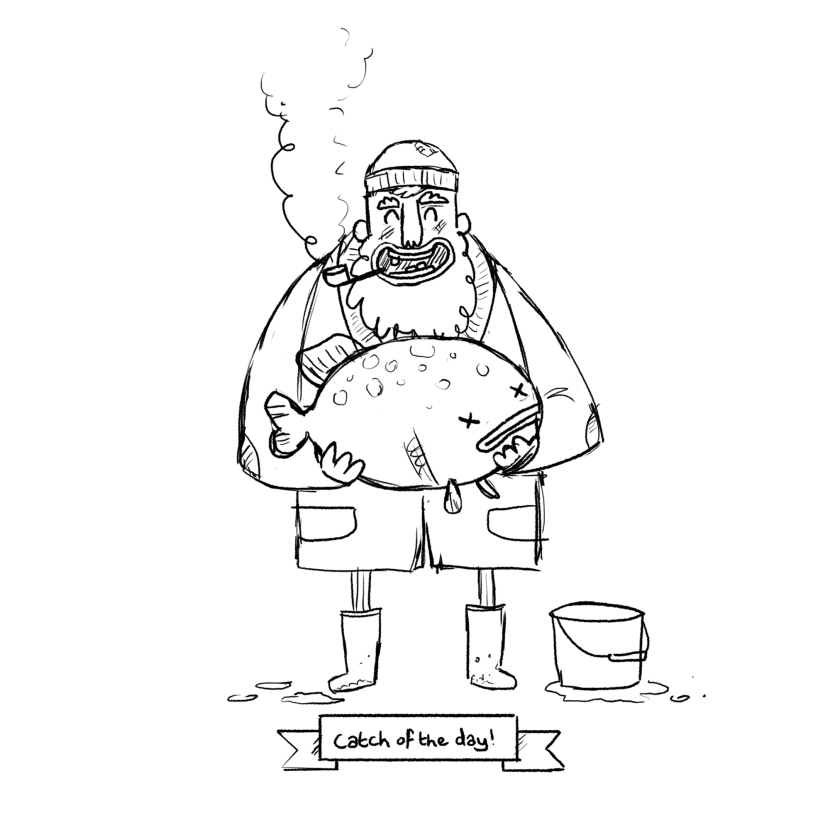 830x830 Fisherman Sketch Sketches, People