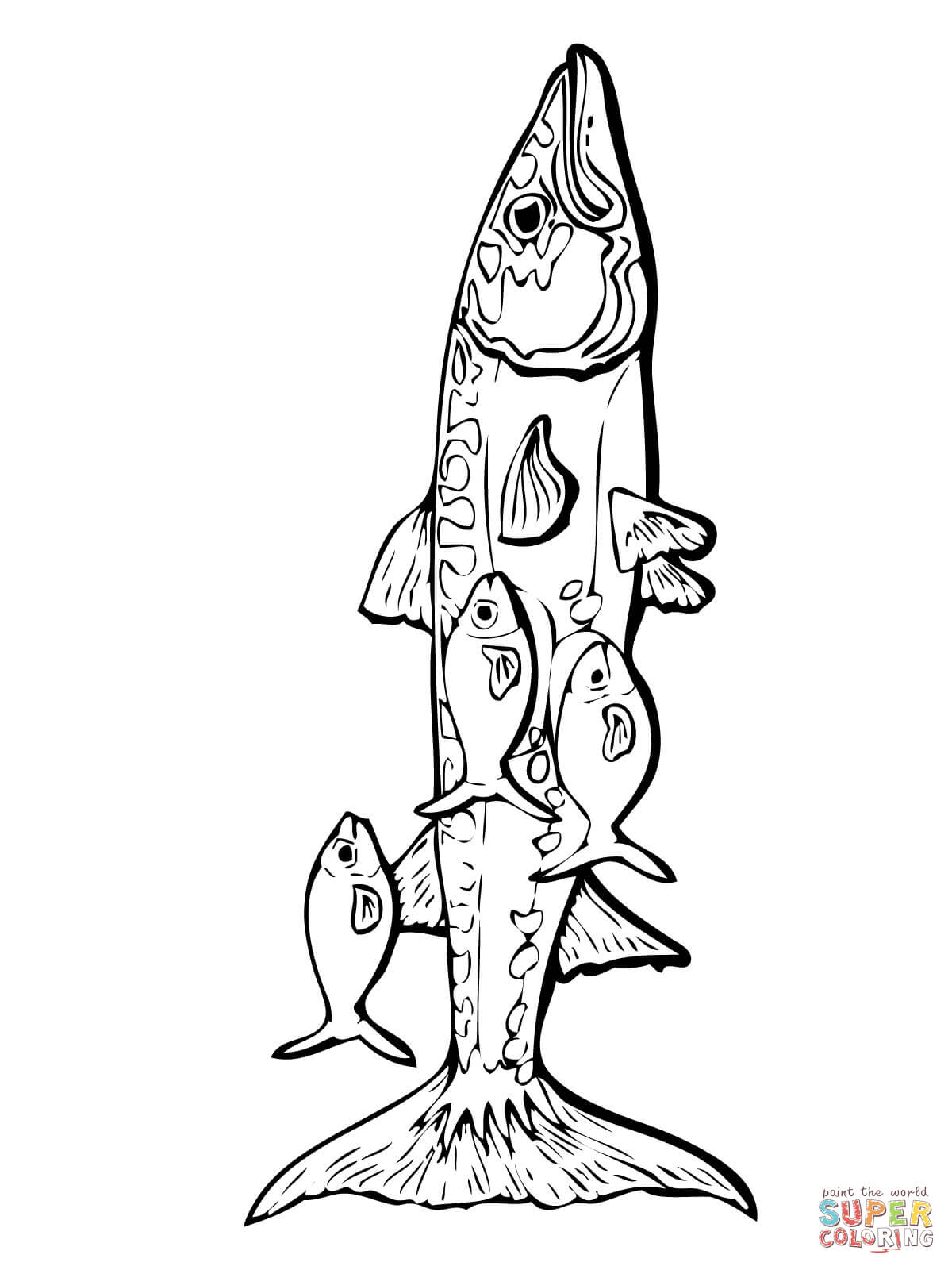 1200x1600 Barracuda And Remora Fishes Coloring Page Free Printable