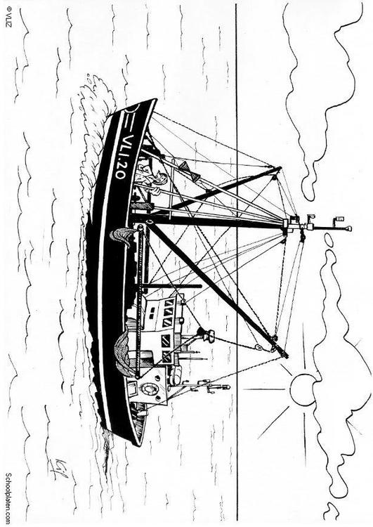 531x750 Coloring Page Fishing Boat