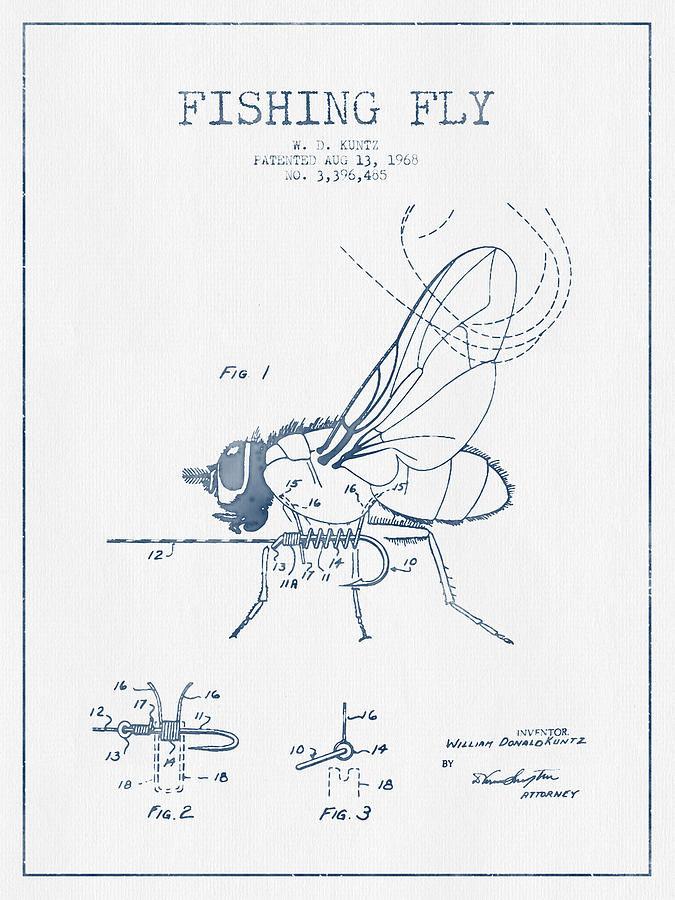 675x900 Fishing Fly Patent Drawing From 1968