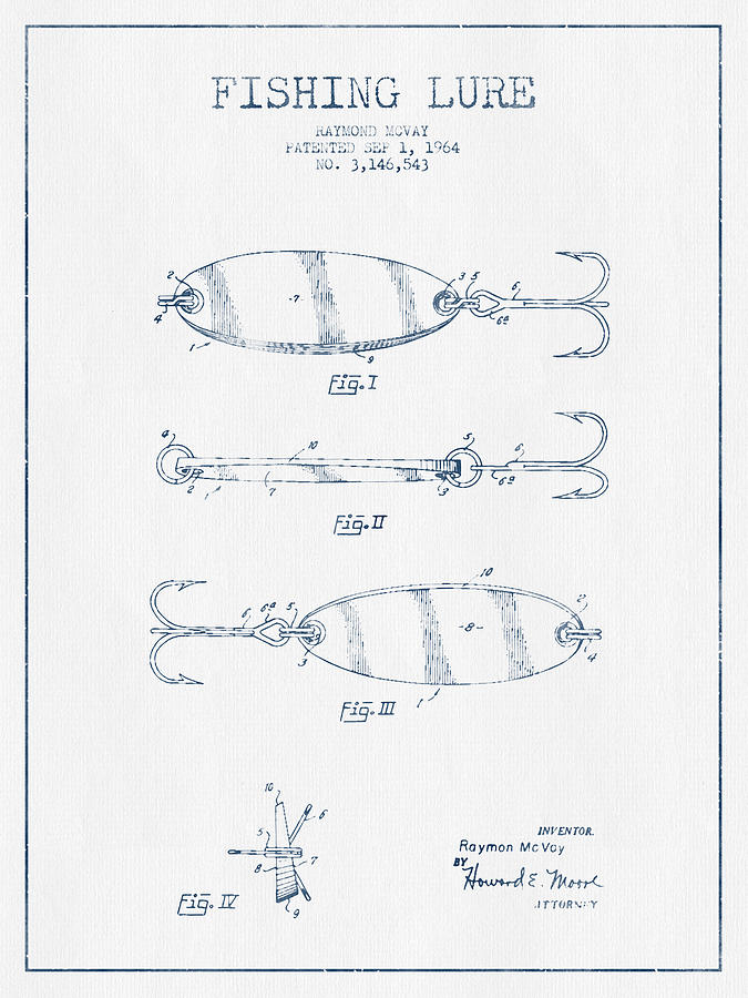 675x900 Vintage Fishing Lure Patent Drawing From 1964