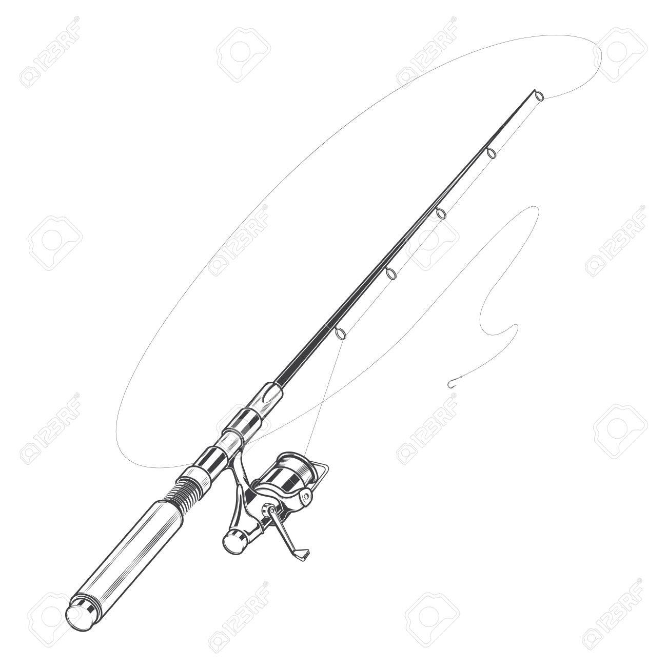 1300x1300 Fishing Rod, Spinning With Bait Isolated On A White Background