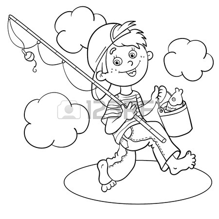 450x450 Happy Boy Fisherman With A Fishing Rod And Catch Isolated