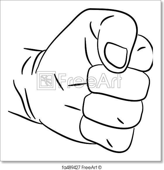 561x581 Free Art Print Of Clenched Fist. Simple Line Drawing Of A Human