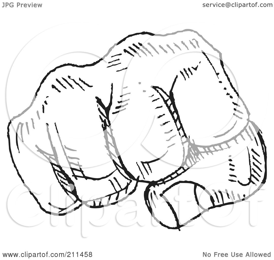 1080x1024 Royalty Free (Rf) Clipart Illustration Of A Black And White Fist