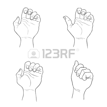 450x450 Hand Drawn Sketch Set Of Clenched Fists Raised Up And Giving