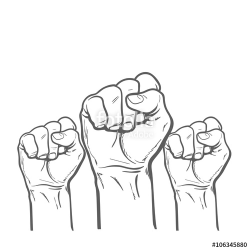 500x500 Raised Fist. Strong Fist On A White Background. Mans Hand. Male