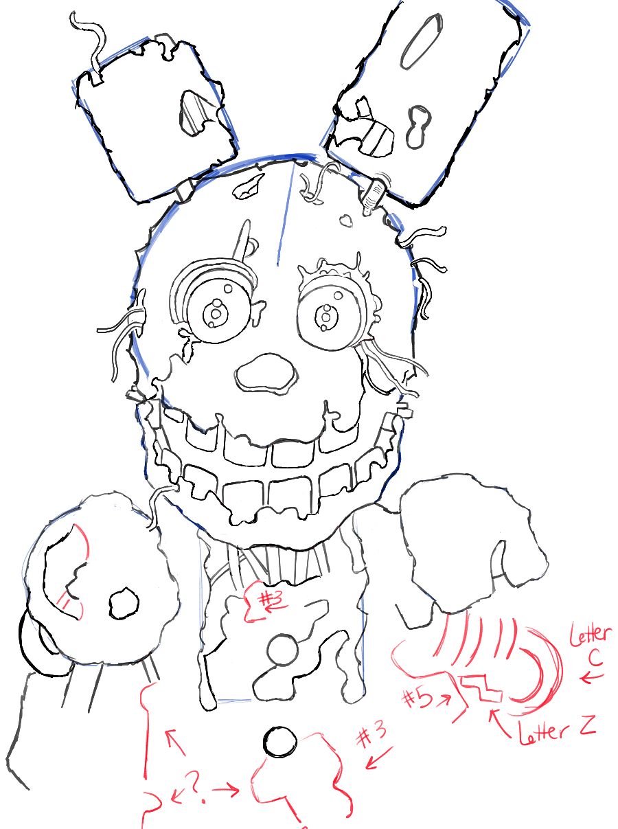 900x1207 How To Draw Springtrap From Five Nights