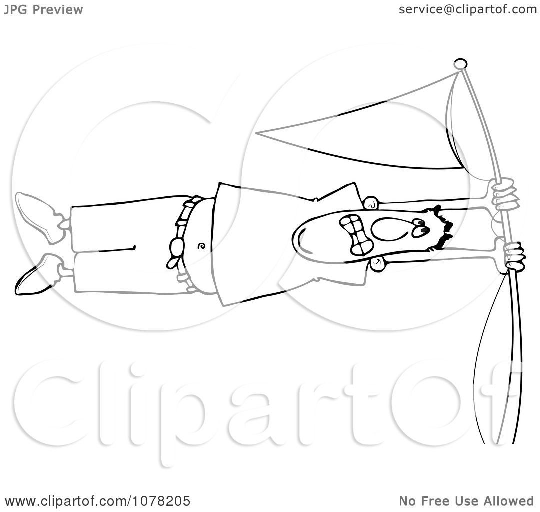 1080x1024 Clipart Outlined Man Holding Onto A Flag Pole In High Winds