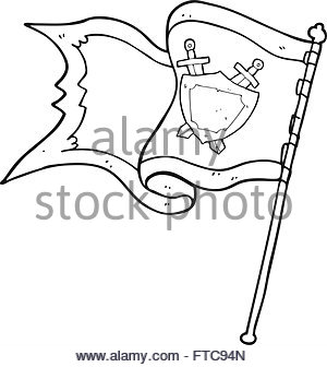 300x336 Freehand Retro Cartoon Flag Blowing In Wind Stock Vector Art