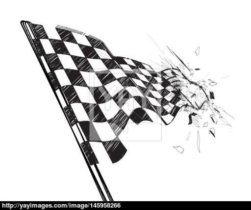 512x429 Drawing Checkered Flag With Tire Track Vector